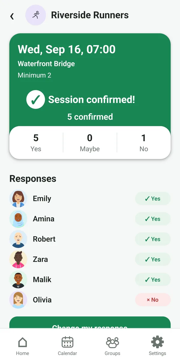 Confirmed session: 5 Yes for a minimum of 2 participants.